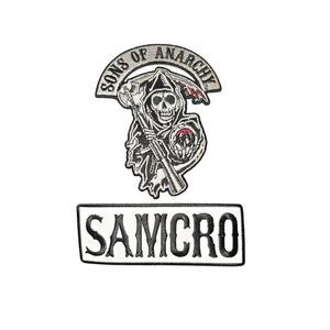 2pc Sons Of Anarchy SAMCRO & Reaper Embroidered Jacket Patches Sew-On Iron-On